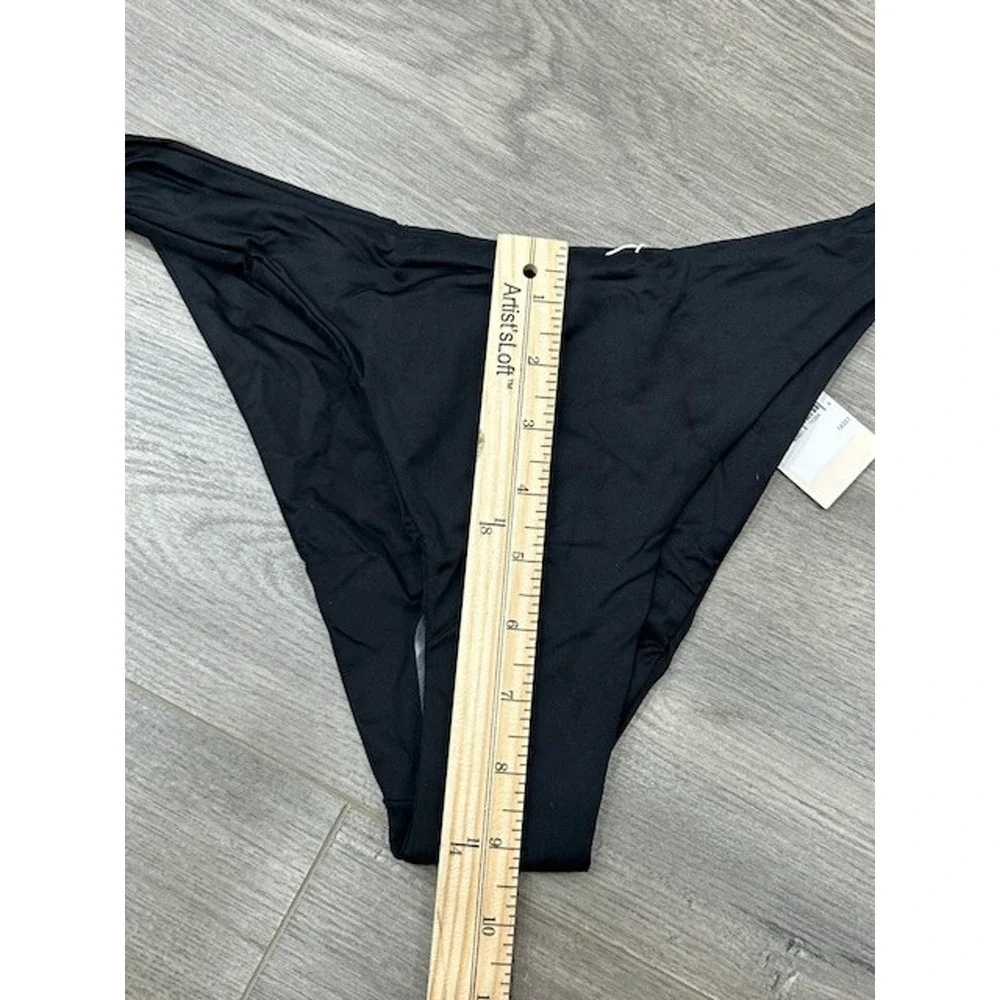 Eberjey Womens So‎ Solid Dree Bikini Bottom Low Rise High-Cut Leg Black Sz L NWT